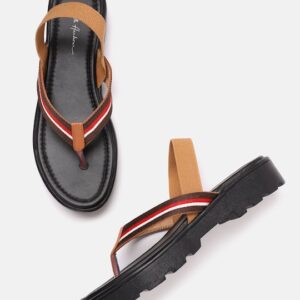 Mast & Harbour Women Striped Open Toe Flats