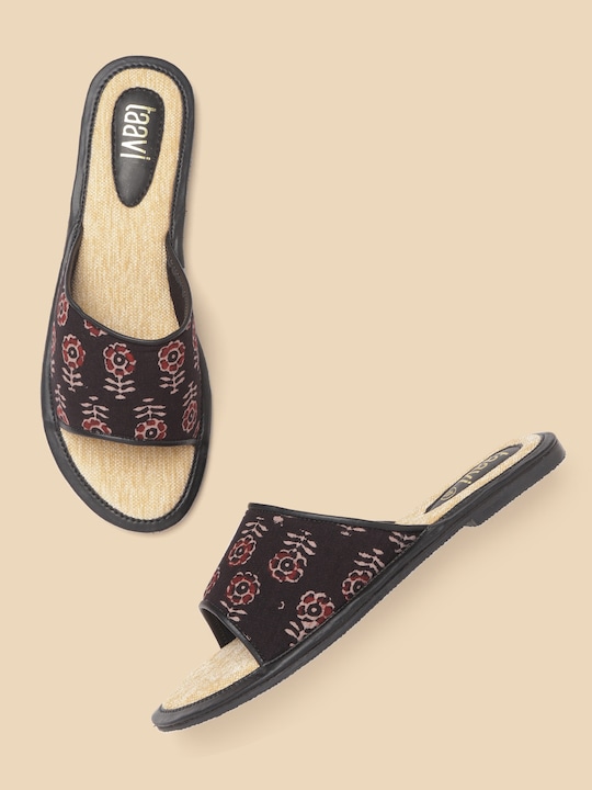 Taavi Women Ethnic Motifs Print Open Toe Flats