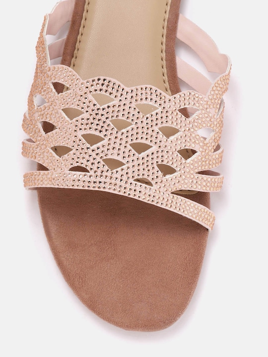 Anouk Women Handmade Laser Cut Embellished Open Toe Flats