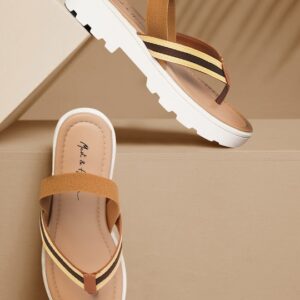 Mast & Harbour Women Striped Open Toe Flats