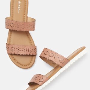 Mast & Harbour Women Open Toe Flats with Laser Cuts