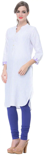 BIBA Women Purple Printed Straight Kurta