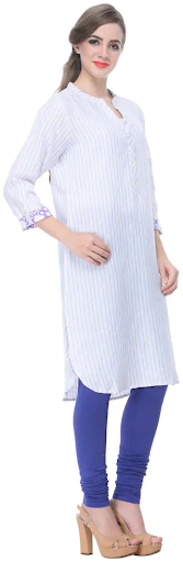 BIBA Women Purple Printed Straight Kurta