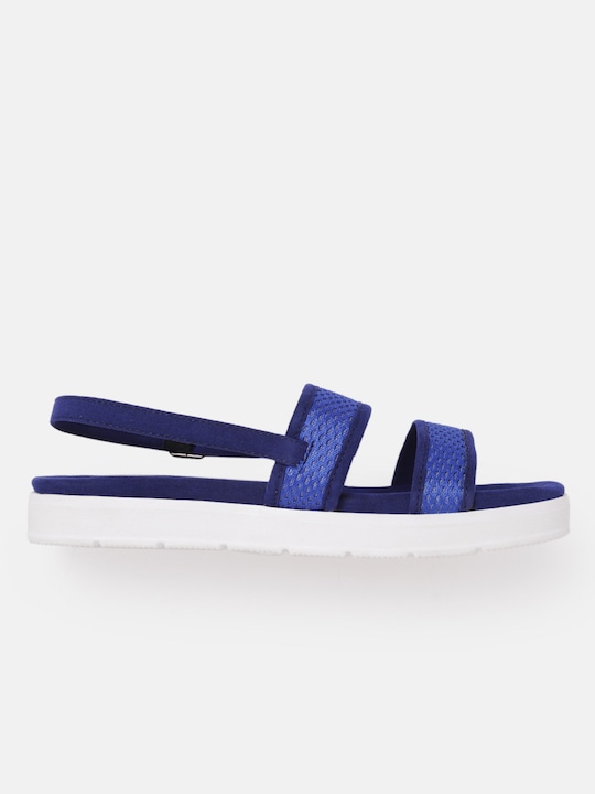 Mast & Harbour Women Blue Woven Design Open Toe Flats