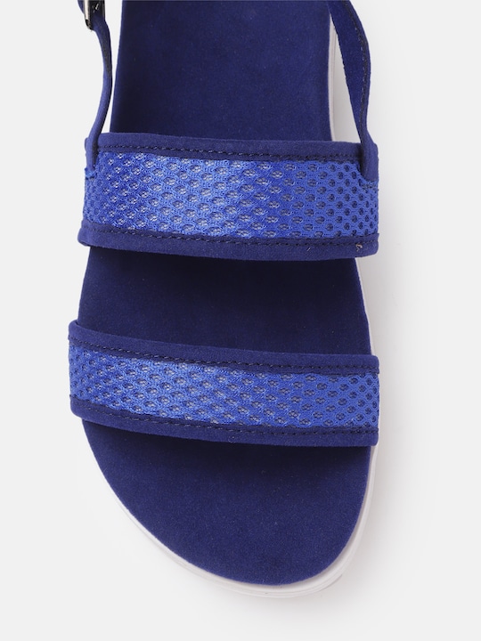 Mast & Harbour Women Blue Woven Design Open Toe Flats