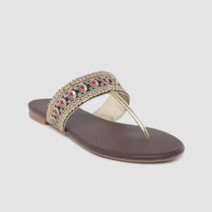 Anouk Women Ethnic Embellished T-Strap Flats