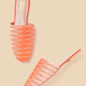 Taavi Women Orange Woven Design Mules