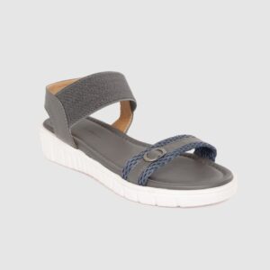 Mast & Harbour Women Grey Woven Design Open Toe Flats Sandal