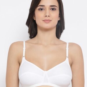 Clovia White Solid Cotton Non-Padded Full Cup Bra