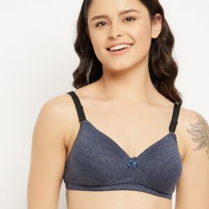 Clovia Blue & Black Push-Up Bra Lightly Padded