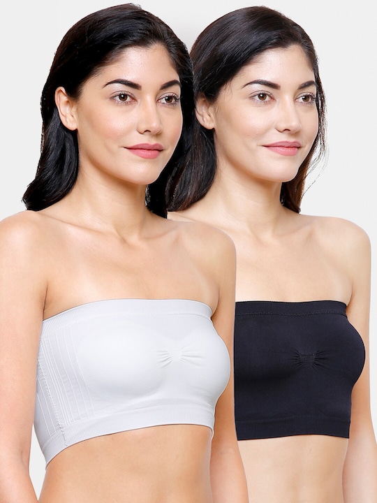 FashionRack Pack Of 2 Black & White Bandeau Bra Lightly Padded