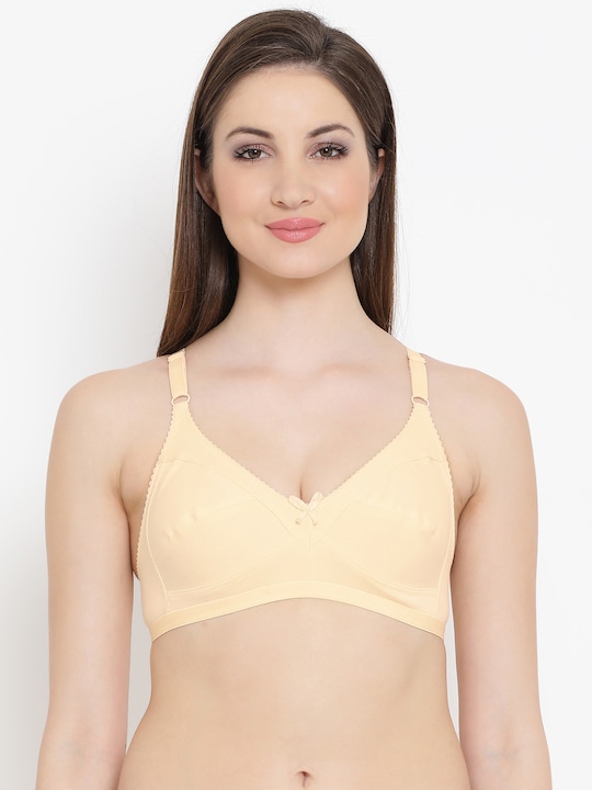 Clovia Cotton Rich Non-Padded Full Support Bra In Skin