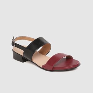 Roadster Women Maroon & Black Colourblocked Block Heels