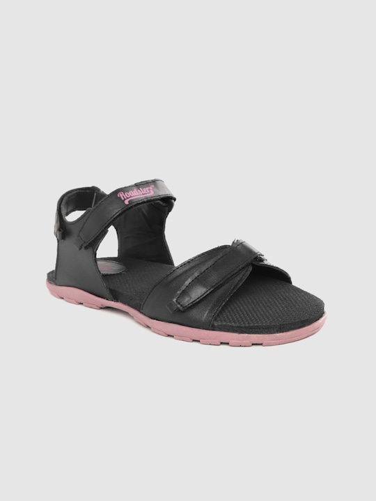 Roadster Women Black Solid Sports Sandals