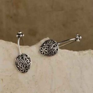 Priyaasi Oxidised Silver-Toned Floral Pattern Earring