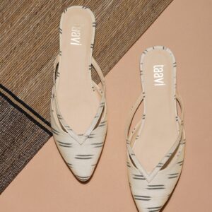 Taavi Women Off-White Striped Ikat Mules