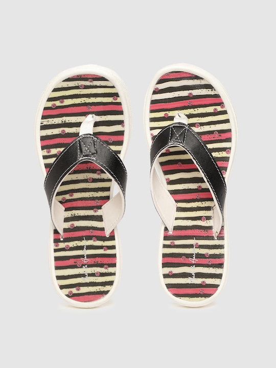 Mast & Harbour Women Striped Thong Flip-Flops