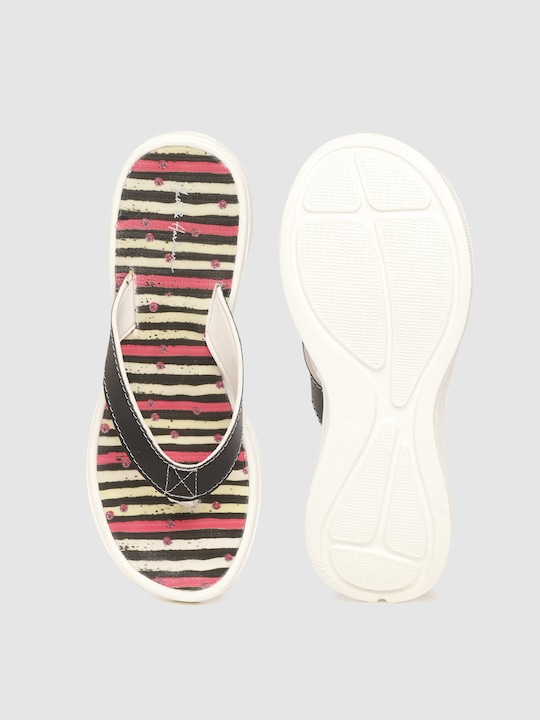 Mast & Harbour Women Striped Thong Flip-Flops