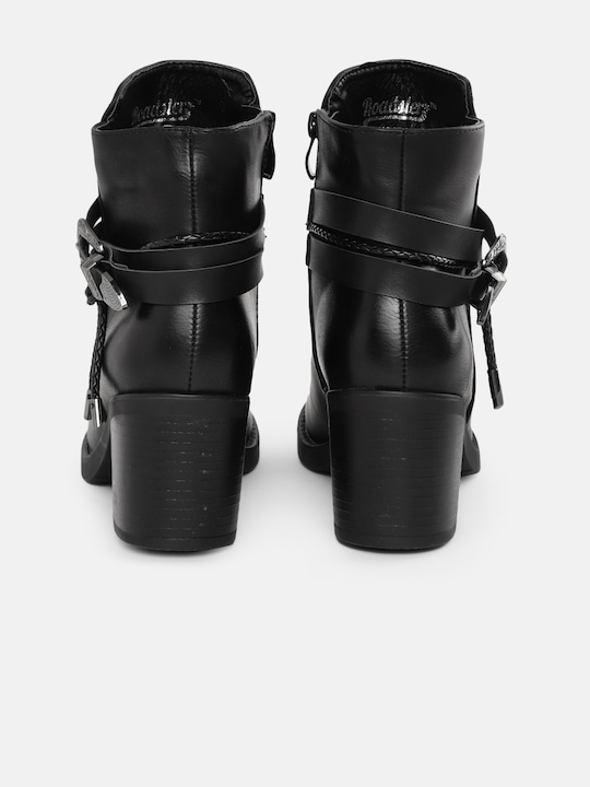 Roadster Block Mid Top Heeled Boots with Buckles