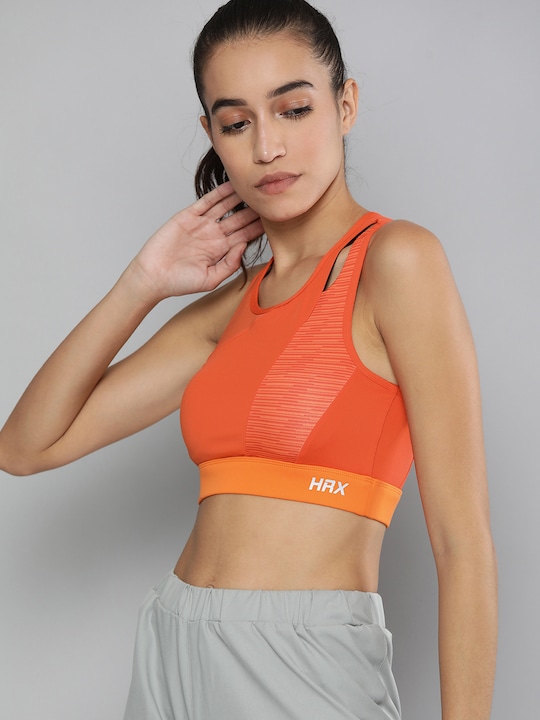 HRX by Hrithik Roshan Orange Geometric Bra