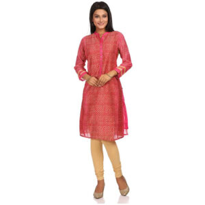 BIBA Women Pink Printed Straight Kurta