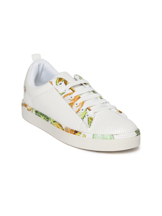 ELLE Women White Textured Sneakers