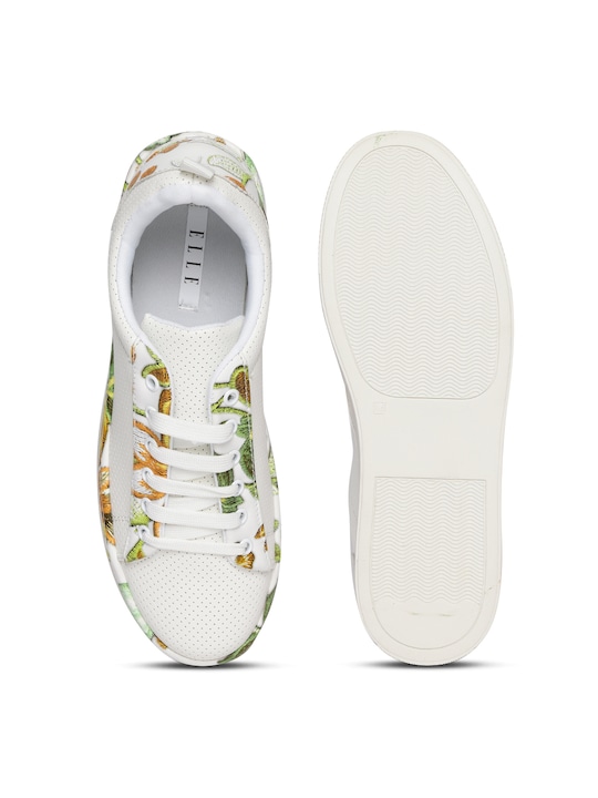 ELLE Women White Textured Sneakers