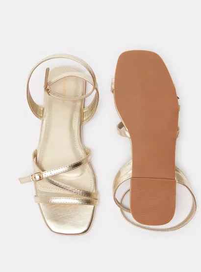 Shoexpress Solid Strap Sandals with Buckle Closure