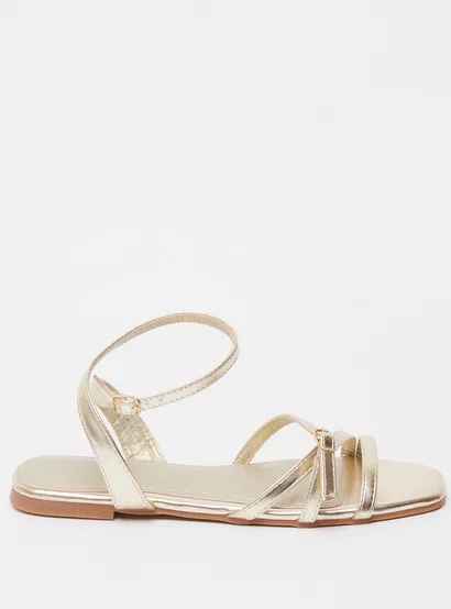 Shoexpress Solid Strap Sandals with Buckle Closure