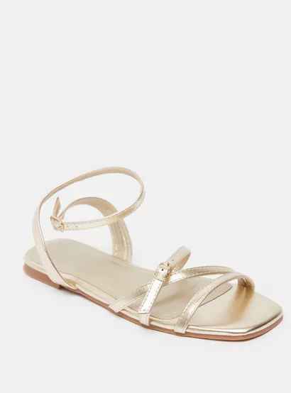 Shoexpress Solid Strap Sandals with Buckle Closure