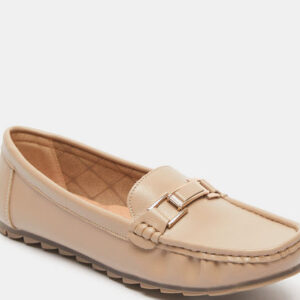 Shoexpress Solid Slip-On Moccasins with Metallic Accent