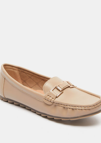 Shoexpress Solid Slip-On Moccasins with Metallic Accent