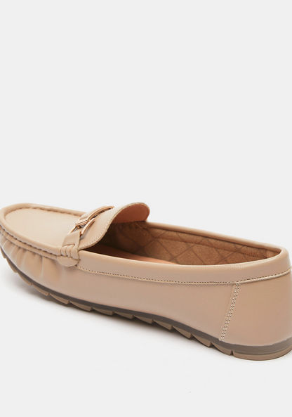 Shoexpress Solid Slip-On Moccasins with Metallic Accent