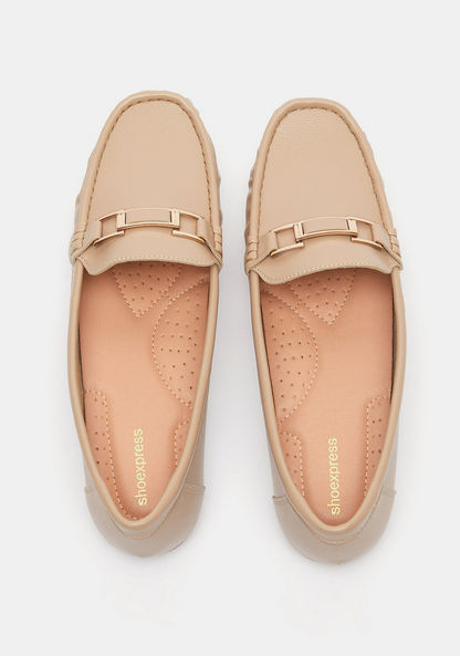 Shoexpress Solid Slip-On Moccasins with Metallic Accent