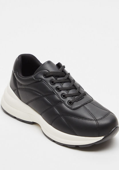 Shoexpress  Solid Trainer Shoes with Lace-Up Closure