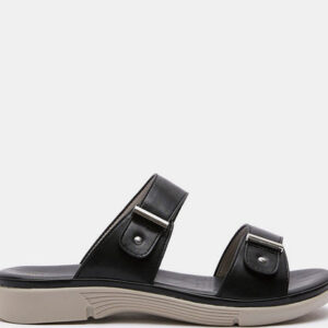 shoexpress Open Toe Slip-On Sandals with Metal Accent