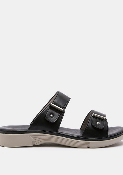 shoexpress Open Toe Slip-On Sandals with Metal Accent