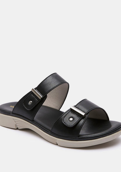 shoexpress Open Toe Slip-On Sandals with Metal Accent