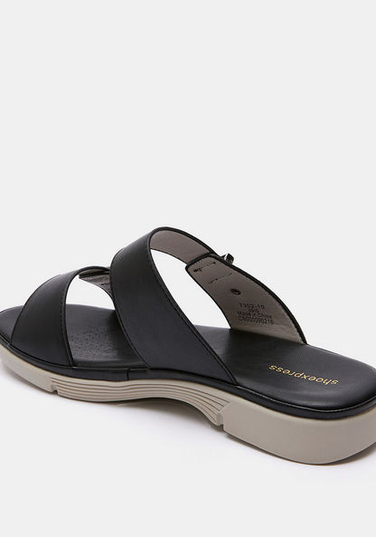 shoexpress Open Toe Slip-On Sandals with Metal Accent