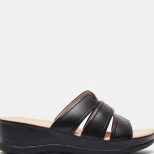 shoexpress Solid Open Toe Slip-On Sandals with Platform Heels