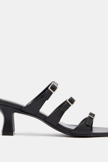 shoexpress Buckle Slip-On Sandals with Block Heels