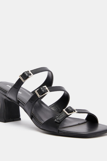 shoexpress Buckle Slip-On Sandals with Block Heels