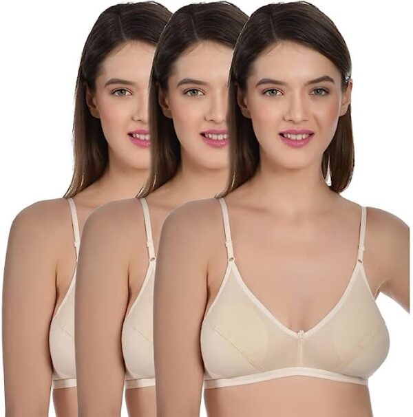 Aimly Women"s Cotton Non-Padded Non-Wired Low Coverage Regular Bra Pack of 3