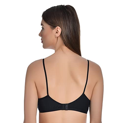 Aimly Women"s Cotton Non-Padded Non-Wired Low Coverage Regular Bra Pack of 3 (B/W)