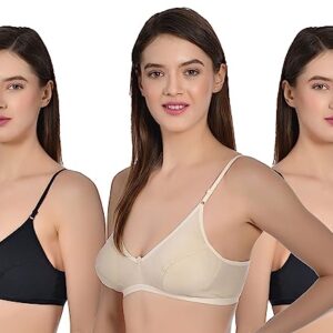 Aimly Women"s Cotton Non-Padded Non-Wired Low Coverage Regular Bra Pack of 3 (B/S)