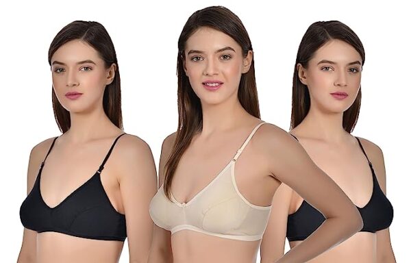 Aimly Women"s Cotton Non-Padded Non-Wired Low Coverage Regular Bra Pack of 3 (B/S)