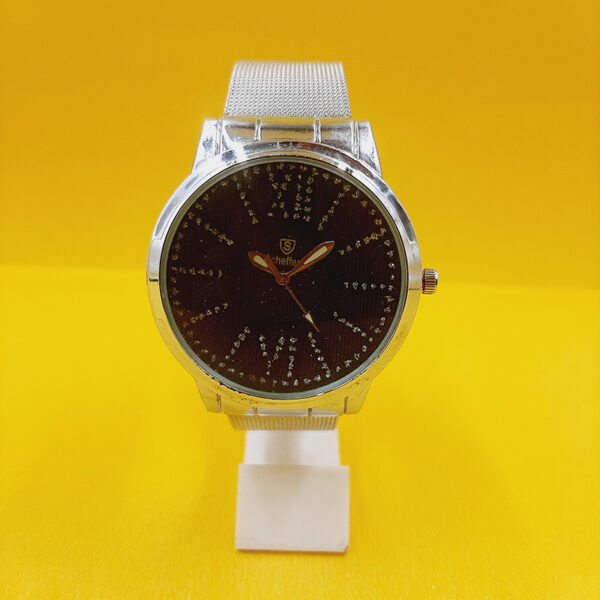 Scheffer"s Metal Strip Round Shape Analog Watch For Female