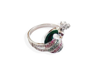 92.5 Silver Peacock Design Ring for Women (Size-5)