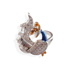 92.5 Silver Peacock Design Ring for Women (Size-7)