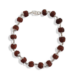 70 Silver Rudraksha Bracelet With Flower Caps